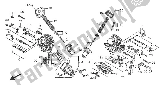 Alle onderdelen voor de Carburateur (onderdelen) van de Honda XL 650V Transalp 2005