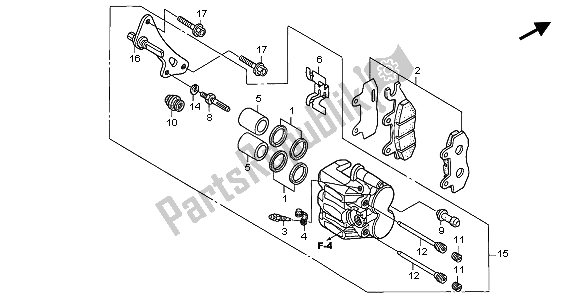 All parts for the Front Brake Caliper of the Honda XL 125V 2003