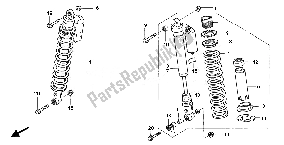 Tutte le parti per il Cuscino Anteriore del Honda TRX 450 ER 2008