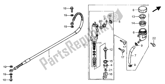 Todas las partes para Cilindro Maestro Del Freno Trasero de Honda CR 125R 1996