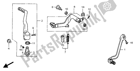 Todas las partes para Cambiar Pedal Y Pedal De Freno Y Brazo De Arranque de Honda CR 500R 2001