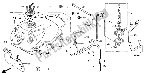 All parts for the Fuel Tank of the Honda CBF 600S 2007