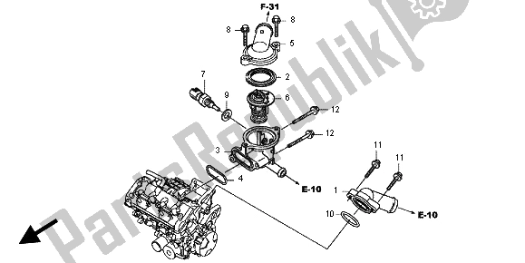 All parts for the Thermostat of the Honda CBR 600 RR 2012