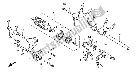 All parts for the Gearshift Drum & Gearshift Fork of the Honda CB 1300F 2003