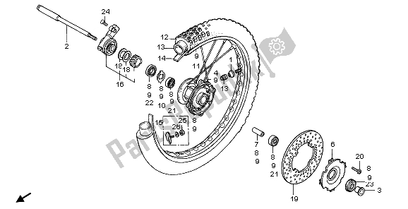 Todas las partes para Rueda Delantera de Honda XR 600R 1998