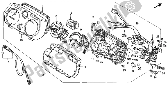 All parts for the Meter (kmh) of the Honda XL 600V Transalp 1993
