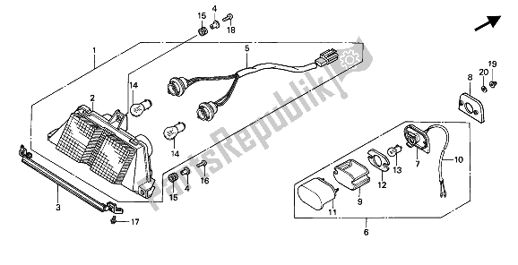 Todas las partes para Luz De La Cola de Honda VFR 400R3 1991