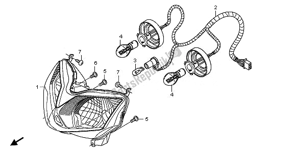 All parts for the Headlight (uk) of the Honda XL 125V 2008