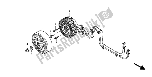 All parts for the A. C. G. Starter of the Honda WW 125 EX2 2012