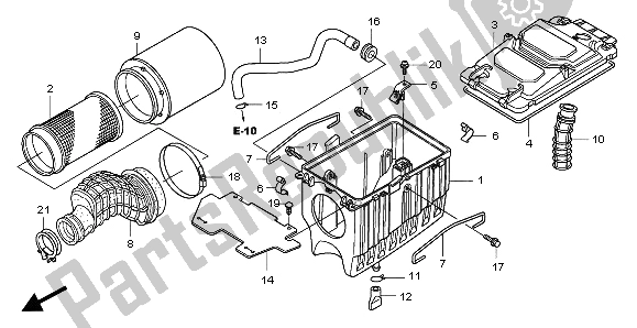 All parts for the Air Cleaner of the Honda TRX 450 ER Sportrax 2009