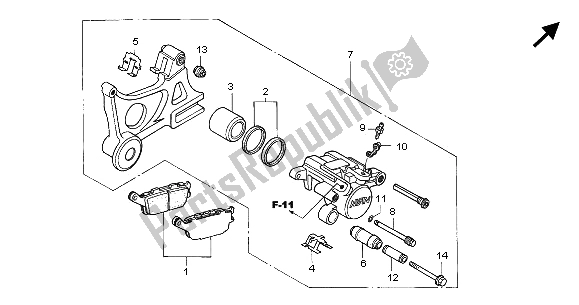 Wszystkie części do Zacisk Hamulca Tylnego Honda CBR 600 RR 2005