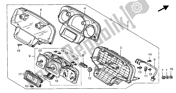 All parts for the Meter (mph) of the Honda GL 1800A 2002