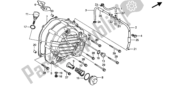 All parts for the Right Crankcase Cover of the Honda CN 250 1 1994