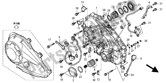 All parts for the Right Crankcase Cover of the Honda NC 700D 2012