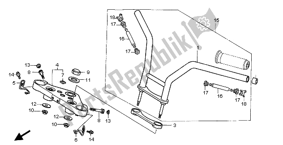 All parts for the Handle Pipe of the Honda VT 600C 1996