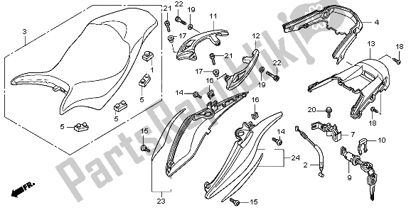 All parts for the Seat & Rear Cowl of the Honda CB 600F3 Hornet 2009