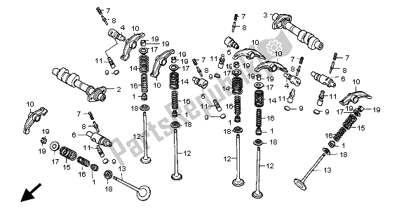 Todas las partes para árbol De Levas Y Válvula de Honda VT 1100C2 1999