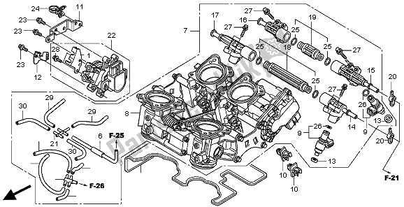 All parts for the Throttle Body of the Honda VFR 1200F 2011