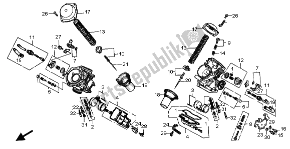 All parts for the Carburetor (component Parts) of the Honda VT 600C 1996