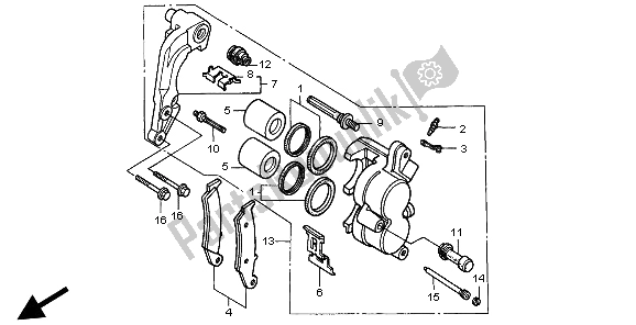 All parts for the Front Brake Caliper of the Honda CR 500R 1999