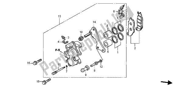 All parts for the Front Brake Caliper of the Honda CBR 125 RS 2013