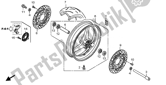 All parts for the Front Wheel of the Honda CBR 600 RA 2010