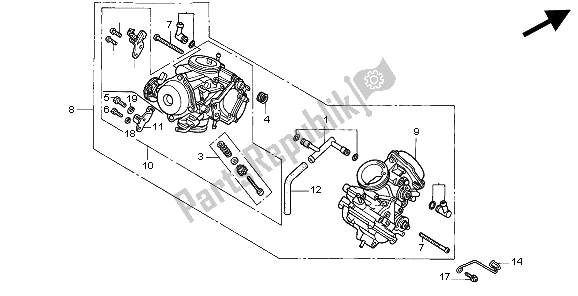 All parts for the Carburetor Assy. Of the Honda VT 1100C2 1997