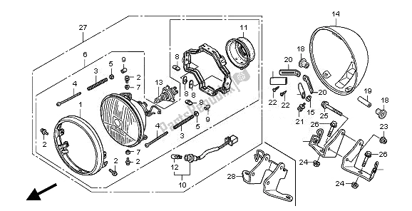 All parts for the Headlight (eu) of the Honda VT 750C2B 2010