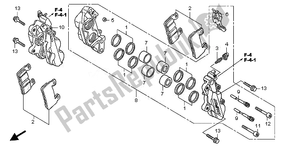 Wszystkie części do Zacisk Hamulca Przedniego Honda CB 1300A 2008