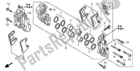 All parts for the Front Brake Caliper of the Honda CB 1300A 2008