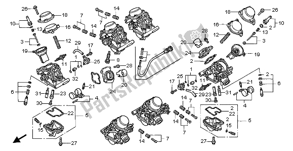 All parts for the Carburetor (component Parts) of the Honda GL 1500C 1999