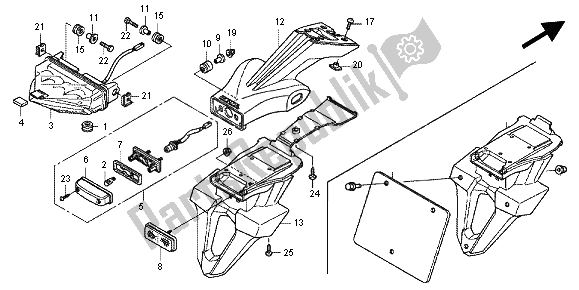 Todas as partes de Luz Traseira do Honda CBR 600F 2012