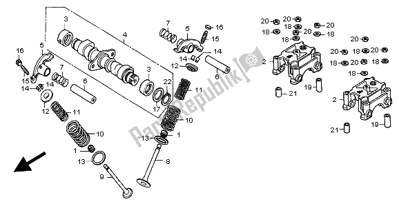 All parts for the Camshaft & Valve of the Honda CA 125 1999