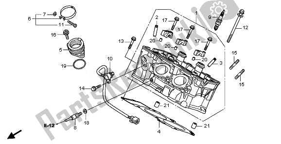 All parts for the Cylinder Head (rear) of the Honda VFR 1200 FDA 2010