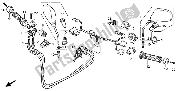 Alle onderdelen voor de Schakelaar & Kabel & Spiegel van de Honda SH 300A 2011