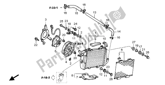 All parts for the Radiator (l) of the Honda VTR 1000 SP 2003