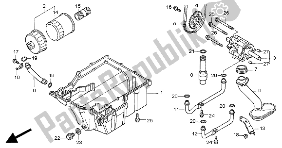 Alle onderdelen voor de Oliepomp & Oliepan & Oliefilter van de Honda CBR 1100 XX 2000