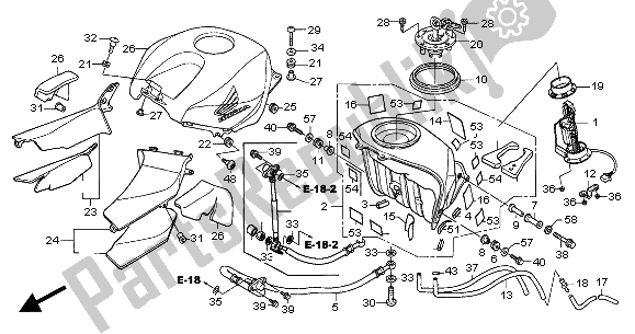 Alle onderdelen voor de Benzinetank van de Honda CBR 600 RR 2004