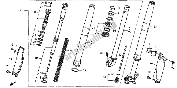 All parts for the Front Fork of the Honda CRF 450X 2013
