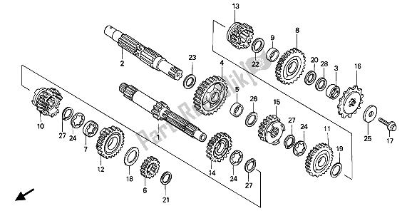 Todas as partes de Transmissão do Honda CR 500R 2 1992