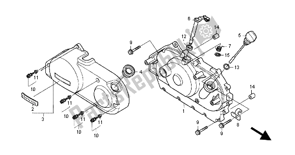Alle onderdelen voor de Rechter Carterdeksel van de Honda VT 750C 2004