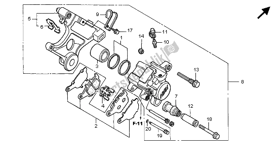 Tutte le parti per il Pinza Freno Posteriore del Honda CB 600F Hornet 2005