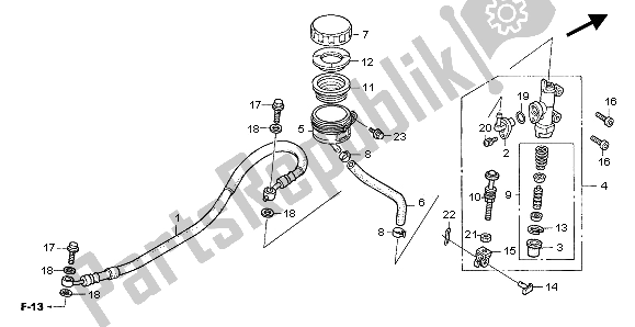 All parts for the Rear Brake Master Cylinder of the Honda CBF 600S 2007