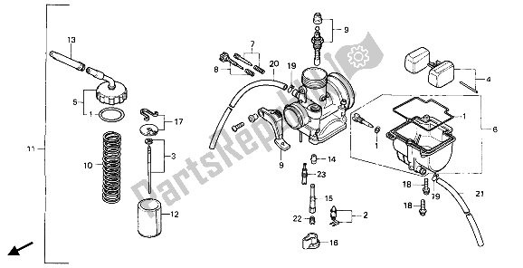 Todas las partes para Carburador de Honda MTX 200 RW 1985