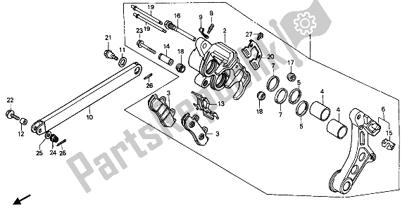 Alle onderdelen voor de Achter Remklauw van de Honda CBR 600F 1989