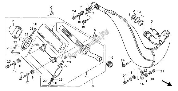 All parts for the Expansion Chamber of the Honda CR 250R 2007