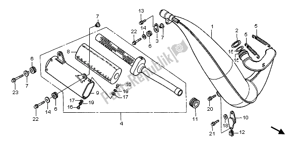 All parts for the Expansion Chamber of the Honda CR 250R 1997
