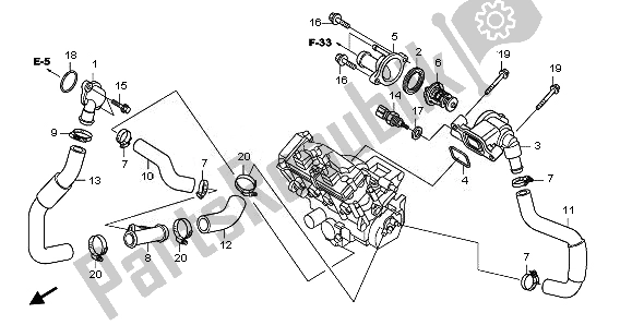 All parts for the Thermostat of the Honda CBR 1000 RR 2008