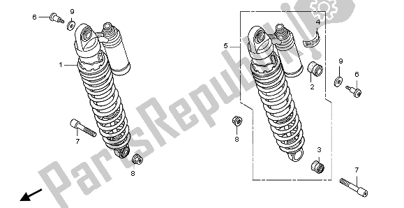 All parts for the Rear Cushion of the Honda CB 1300 SA 2007