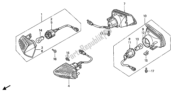 Todas as partes de Piscadela do Honda VFR 750F 1992